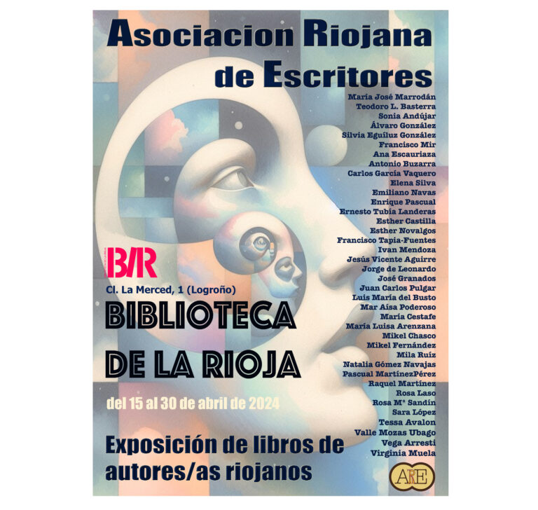 Cartel de la exposición de escritores de la Asociación Riojana de Escritores con motivo del día del libro