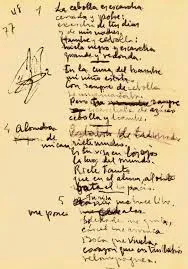 Foto del manuscrito donde Miguel Hernandez a lapiz, escribo este poema.